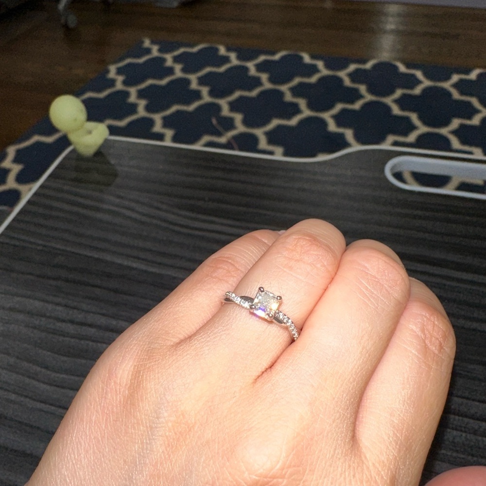 Blue Nile Petite Twist Diamond Platinum Engagement Ring